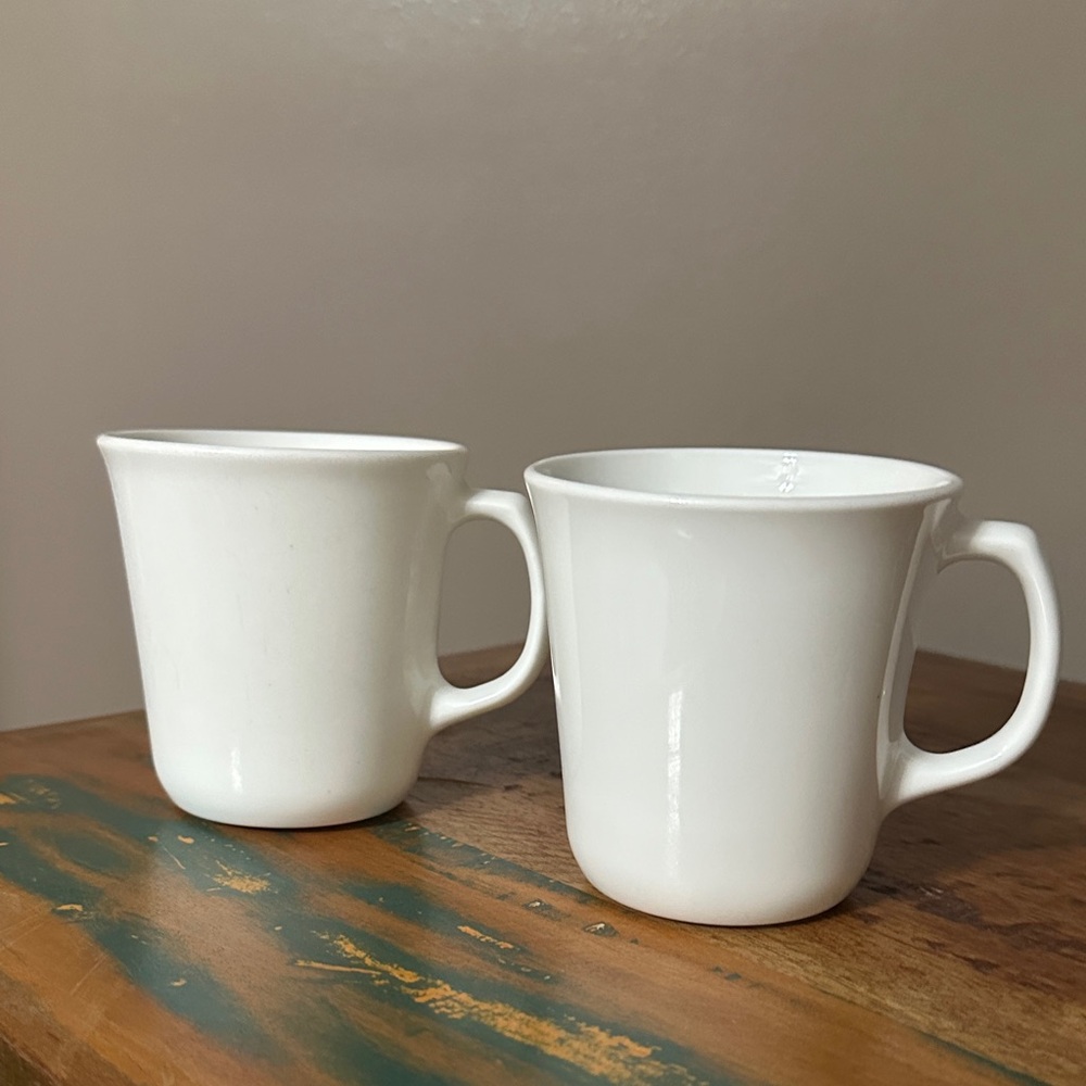 Vintage Corningware White Ceramic Mugs Set of 2